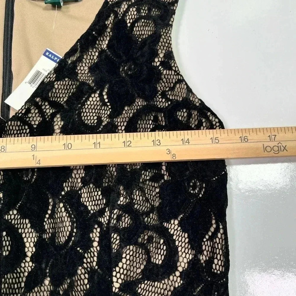 Lauren Ralph Lauren Dress Velvet Lace Sheath Black V Neck Sleeveless NWT Size 6 - Picture 11 of 13